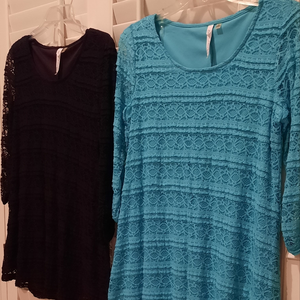 Two Macy's brand lace blouses  ready for the holiday. Wore last Christmas